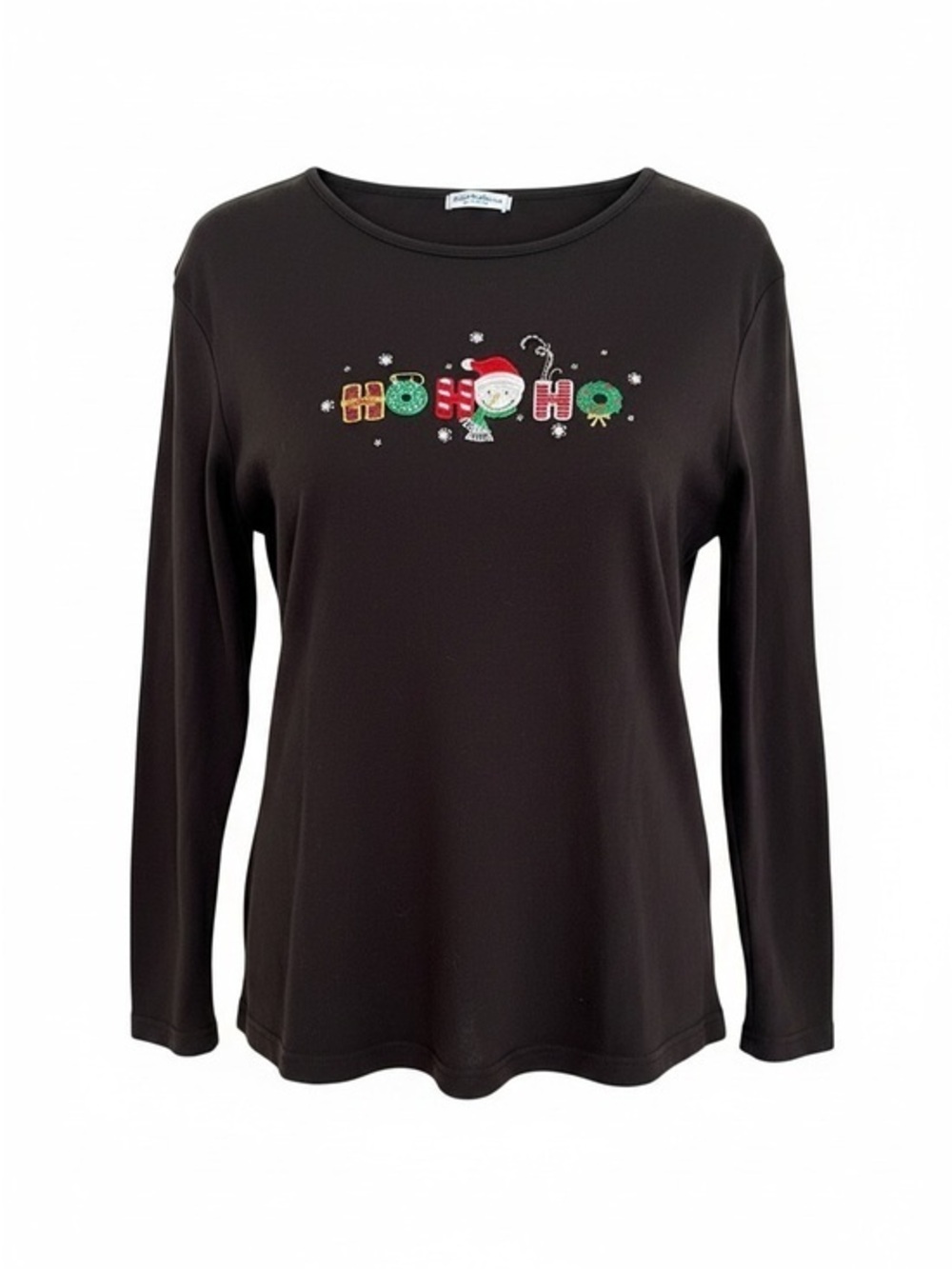 White Stag Black Holiday Embroidered 'HO HO HO' Tee